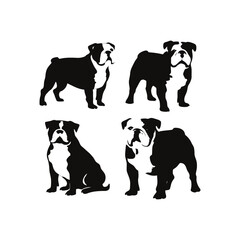 Naklejka premium Bulldog silhouette set animals vector template illustration