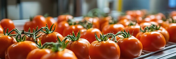 modern tomato factory - commercial tomato agriculture production concept