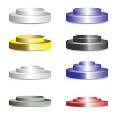 Set of 3D product podium. vector illustration