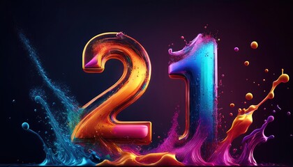 Colorful 21st Anniversary Celebration Number Design