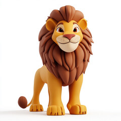 3D cartoon,  a lion. on a solid white background