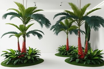 Obraz premium Stunning 3D Visualization of Tropical Michelia Alba Trees in a Bright White Environment