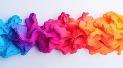 Fototapeta premium A colorful, flowing line of fabric with a rainbow of colors