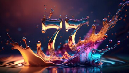 Liquid Splash Art Featuring Number 77