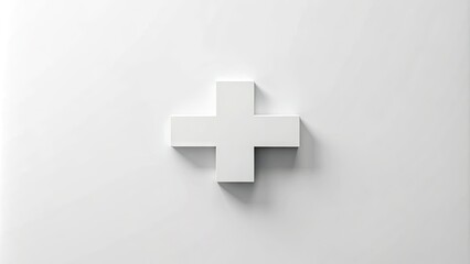 Fototapeta premium Minimalist white background with a minus sign symbol made of broken fragments, conveying a sense of reduction, subtraction, or removal of something.