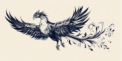 Flying phoenix simple tattoo design