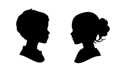 Fototapeta premium The two silhouette of a boy and girl. Vector illustration