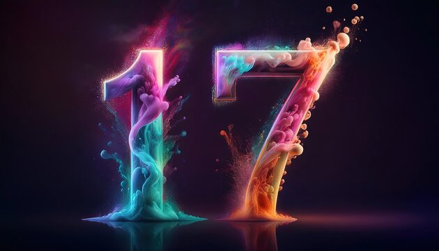 Vibrant Liquid Number 17 Graphic Design