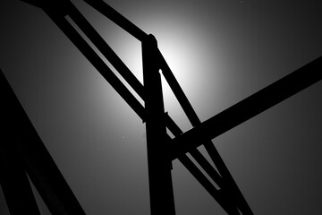 high contrast black and white metal bridge