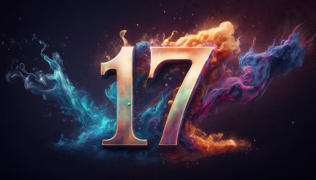 Colorful Creative Digital Artwork Featuring Number 17