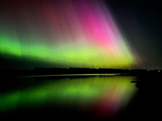 The Northen Lights over the missouri River in Montana