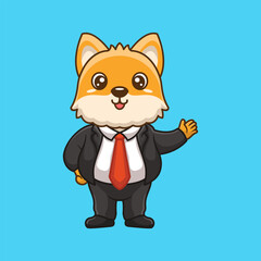 Cartoon business vector icon illustration dog waving hand, Animal business icon concept isolated