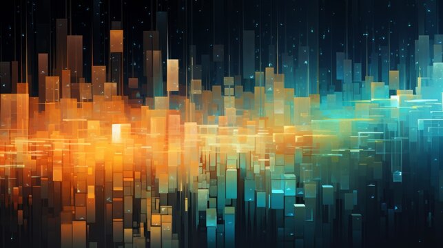 Fototapeta Dark red purple blue color Light Abstract pixels Technology background. Neural network ai generated art