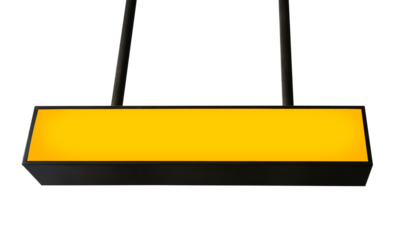 The airport signboard is hanging with glowing yellow copy space and a transparent backdrop. Flight status board with no background.