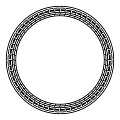 Decorative frame border stroke line outline circular circle shape. Empty blank space frame isolated on white color background