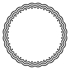 Decorative border frame line in a circular circle shape. Empty blank frame isolated on white color background