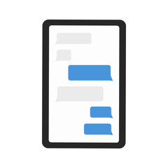 Phone screen with texting messages. Technology, social media, communication, connection, contact, networking, sms, chat concept. Flat vector design isolated illustration.