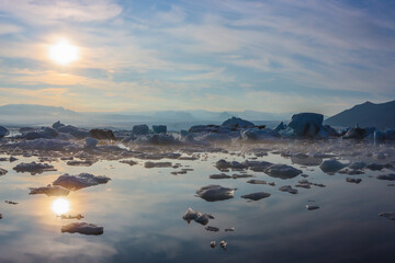 Glacier Lagoon in Iceland at sunset 