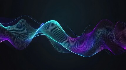 Fototapeta premium Abstract blue and purple wave on a black background.