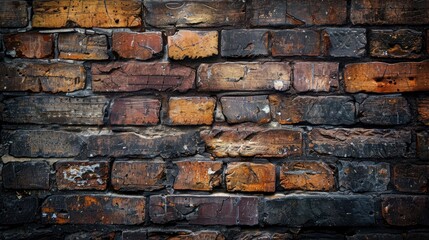 Naklejka premium Acient brick wall. Grunge brick wall background. Background of old vintage brick wall. High quality photo, ai
