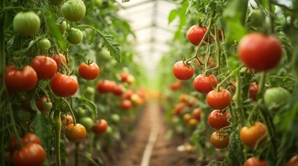 Tomato Plants in a Greenhouse
