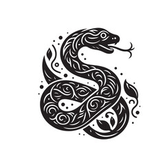 illustration of black snake isolated on white background