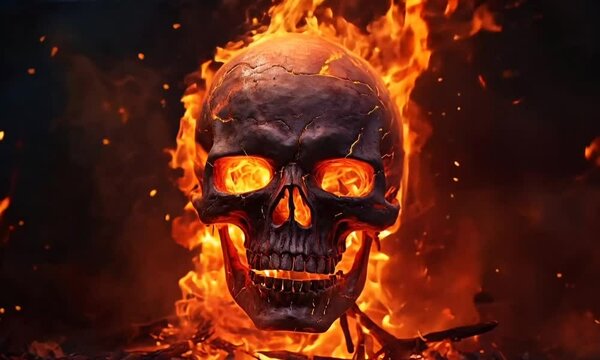 Flaming skull