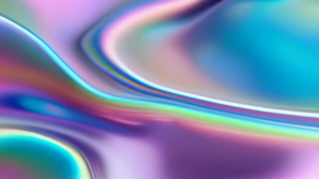 Seamless trendy iridescent rainbow foil texture. Soft holographic pastel unicorn marble background pattern. Modern pearlescent blurry abstract swirl illustration.