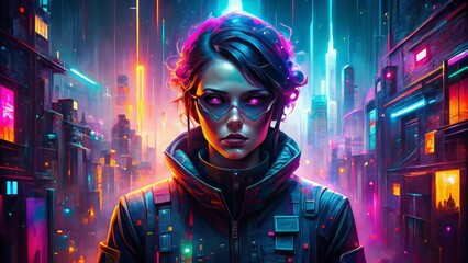 Digital decay seeps into reality, as neon flames dance across pixelated cityscapes, cryptic error messages flicker to life in a dystopian hellscape of glitches and coding chaos.