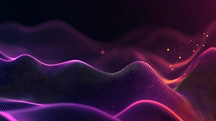 Abstract digital wave background with glowing particles.