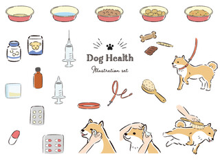 犬の健康関連のイラストセット
