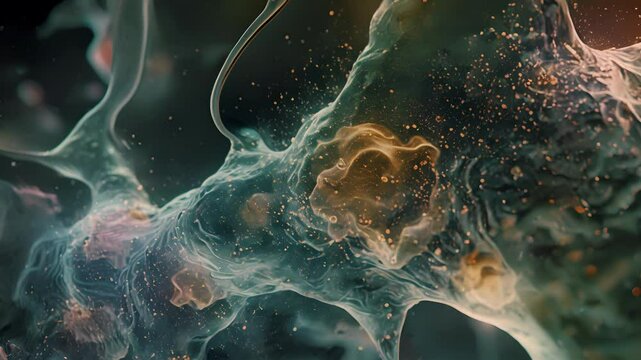 Microscopic view of a unicellular organism engulfing food particles through cytoplasmic streaming.