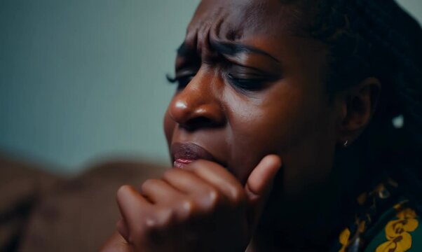 Zambian Woman Expressing Anger and Stress in a Family Setting