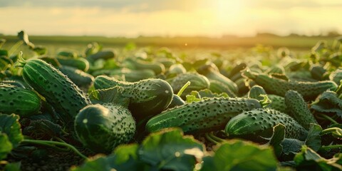 Field of cucumbers or pickled cucumbers available for purchase