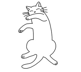 腹を見せて眠る猫のイラスト