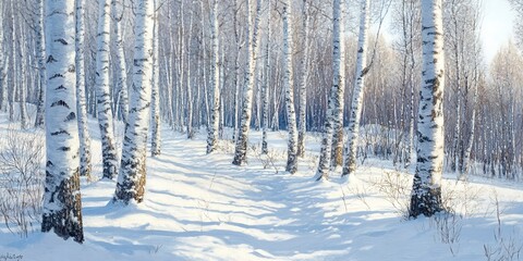 birch grove in winter