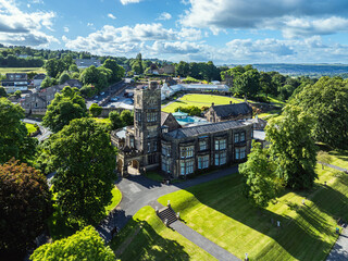 Cliffe Castle and Gardens from a drone, Keighley, West Yorkshire, England