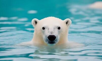 White Polar Bear Float in Water, Generative AI