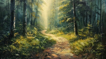 Obraz premium Sunlit Forest Path