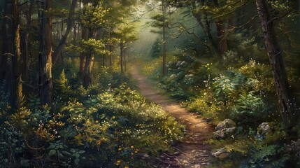 Obraz premium Sunlit Forest Path