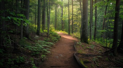 Obraz premium Sunlit Path Through the Forest