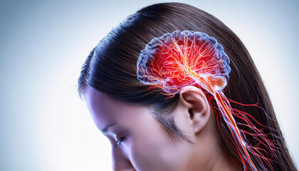 Naklejka premium brain blood vessels in the brain Circulation of blood to the brain
