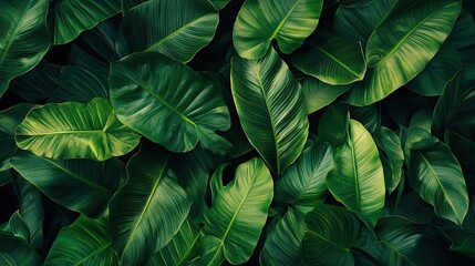 Lush Green Tropical Leaves Pattern