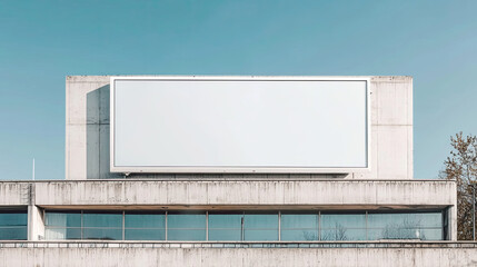 Obraz premium Large Billboard Advertisement and Marketing Mockup on Modern Building During Daylight – High-Resolution, Urban Advertising, Clear Sky, Promotional Signage, Daytime View, Building Facade, Cityscape