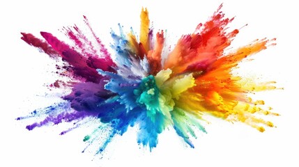 Burst of vivid colors on a solid white background, lively explosion