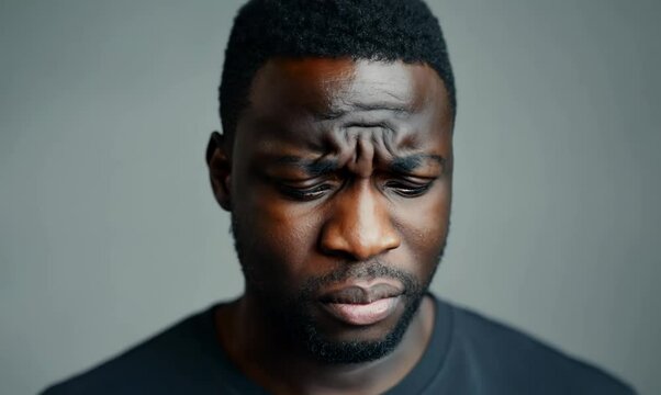 Ivorian Man Expressing Anger and Stress in Close-up