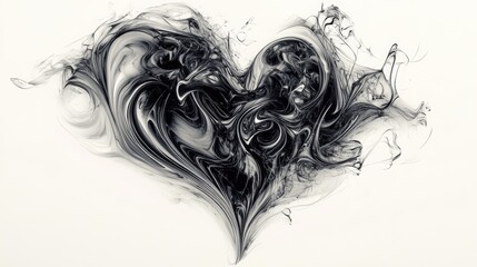 Fototapeta premium Complicated abstract heart design with intertwining shapes, set against a pure white background, intricate and captivating