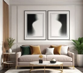 poster frame mock-up in modern living room interior. fucnitur