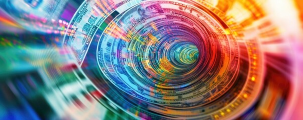 A vibrant abstract swirl of colors and patterns, creating a sense of motion and depth, ideal for creative projects.