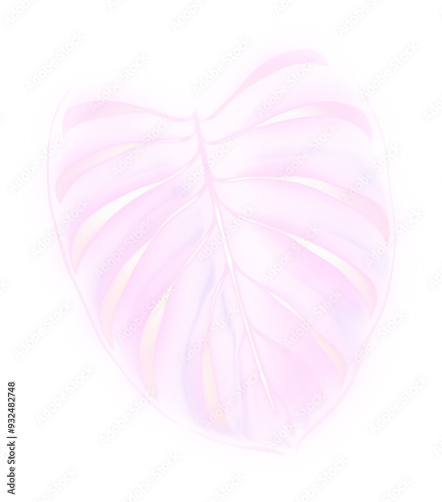 Wall mural png pastel neon monstera leaf light purple heart.